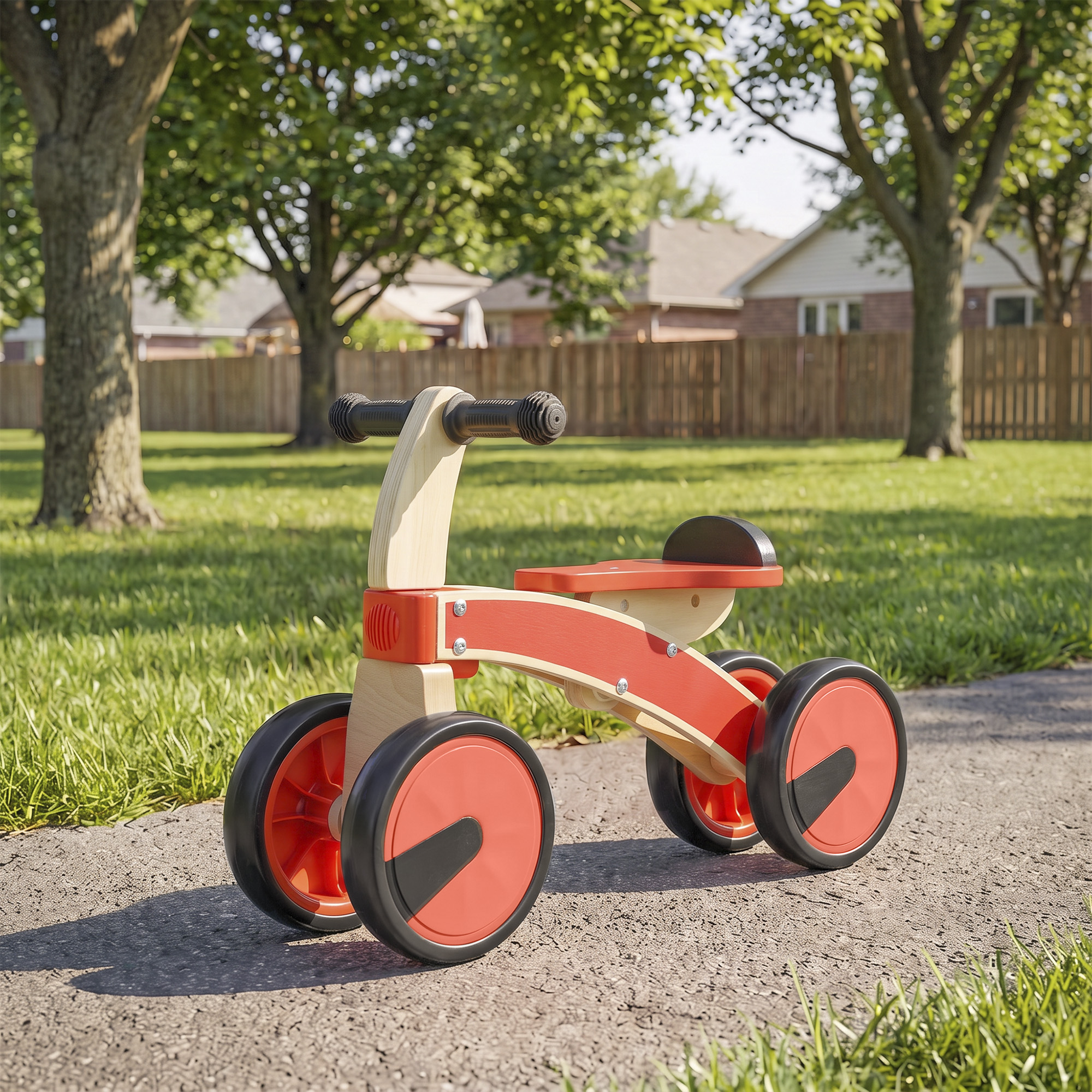 Voiture Porteur pour Enfants, Véhicule à Pousser Sans Pédales avec Roues en EVA et Dossier, 2 à 3 Ans, Rouge - immagine 2