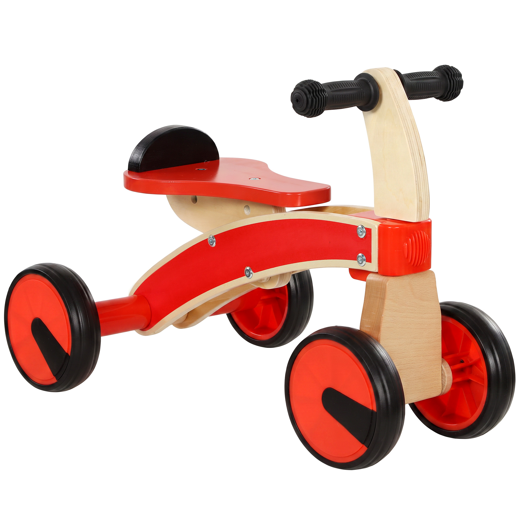 Voiture Porteur pour Enfants, Véhicule à Pousser Sans Pédales avec Roues en EVA et Dossier, 2 à 3 Ans, Rouge